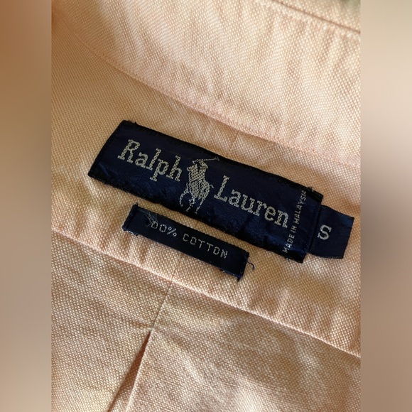 Ralph Lauren 100% cotton, soft light pink, peach, partial button down - Picture 6 of 7